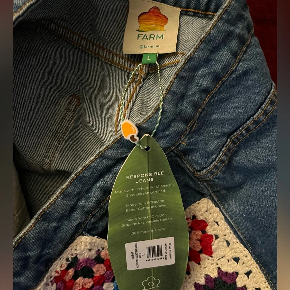 Farm Rio Crochet Denim Shorts - Picture 3 of 5